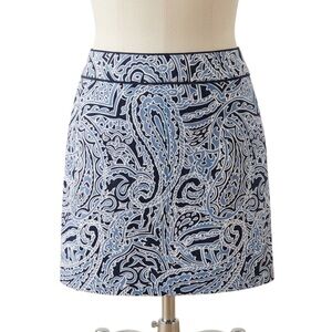 Vineyard Vines Blue and White Paisley Margo Mini Skirt, Size 12.